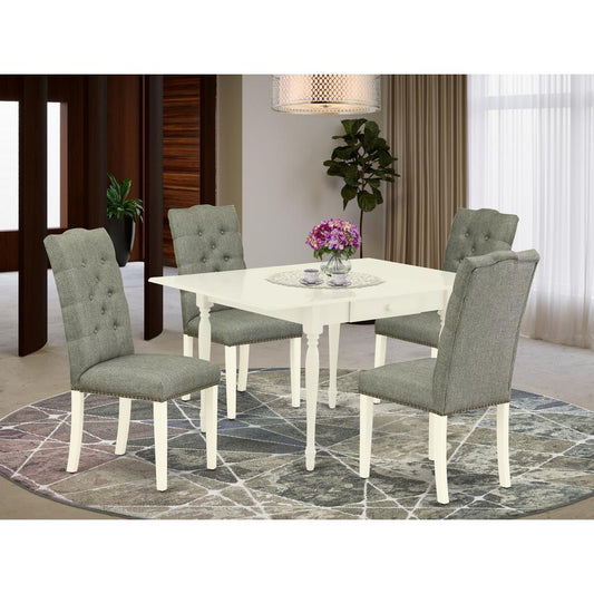 Dining Room Set Linen White MZEL5-LWH-07 By East West Furniture | Dining Sets | Modishstore