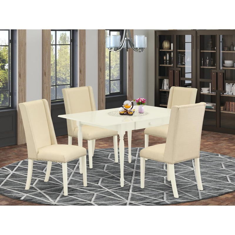 Dining Room Set Linen White MZFL5-LWH-01 By East West Furniture | Dining Sets | Modishstore