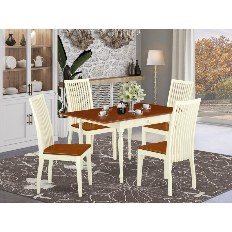 Dining Room Set Buttermilk & Cherry MZIP5 - WHI - W By East West Furniture | Dining Sets | Modishstore