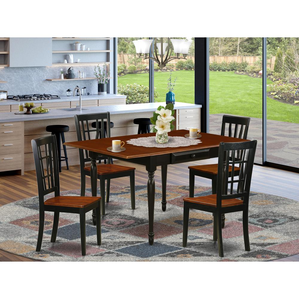 Dining Room Set Black & Cherry MZNI5-BCH-W By East West Furniture | Dining Sets | Modishstore