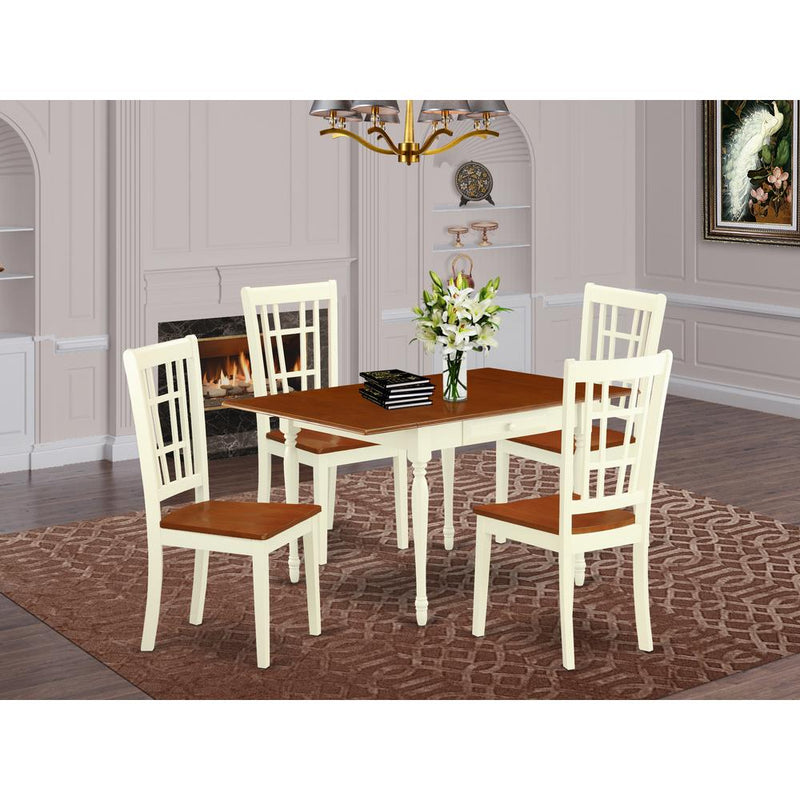 Dining Room Set Buttermilk & Cherry MZNI5-WHI-W By East West Furniture | Dining Sets | Modishstore