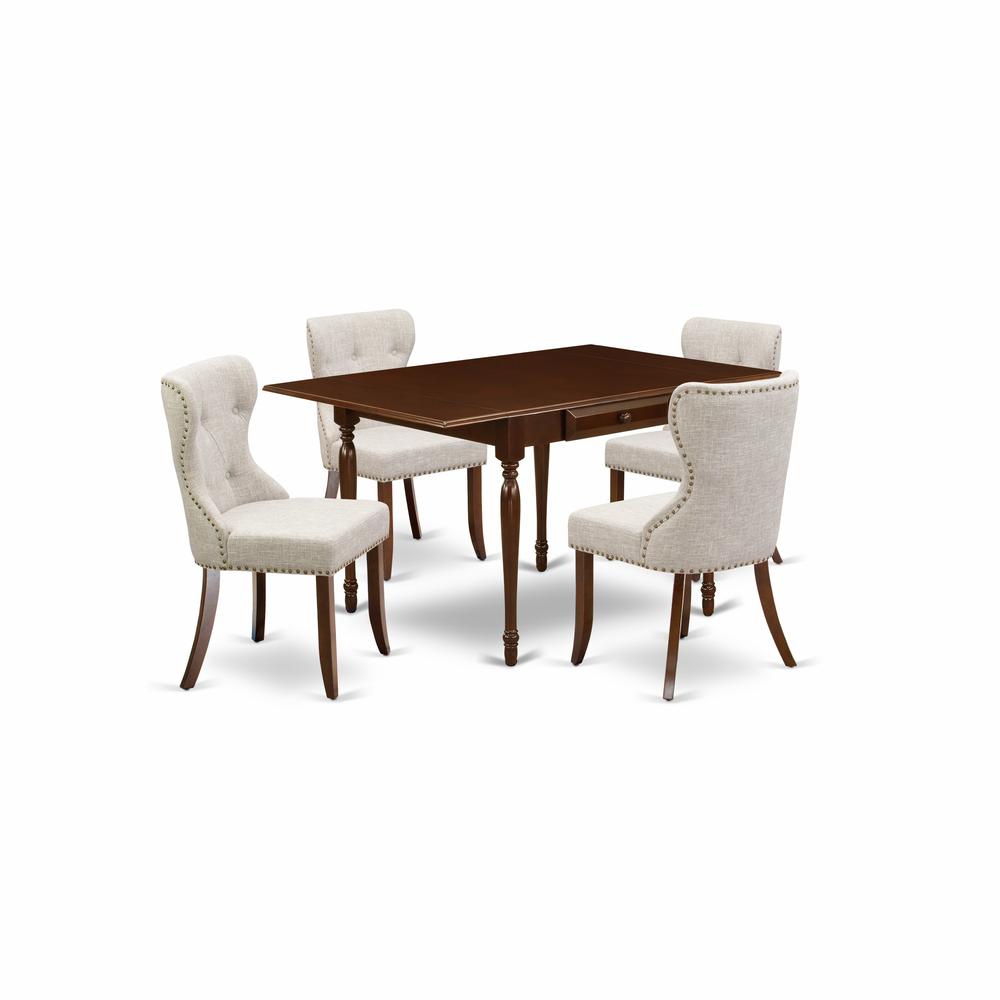 A Wooden Dining Table Set Of 4 Wonderful Dining Chairs With Rectangle Kitchen Table By East West Furniture | Dining Sets | Modishstore - 4