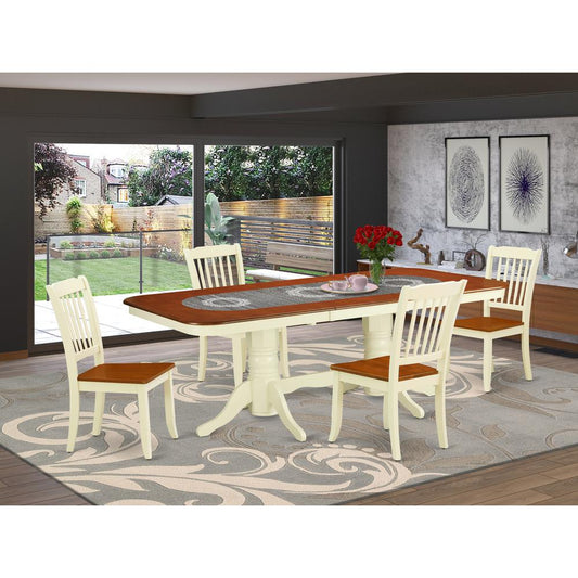 Dining Room Set Buttermilk & Cherry NADA5-BMK-W By East West Furniture | Dining Sets | Modishstore