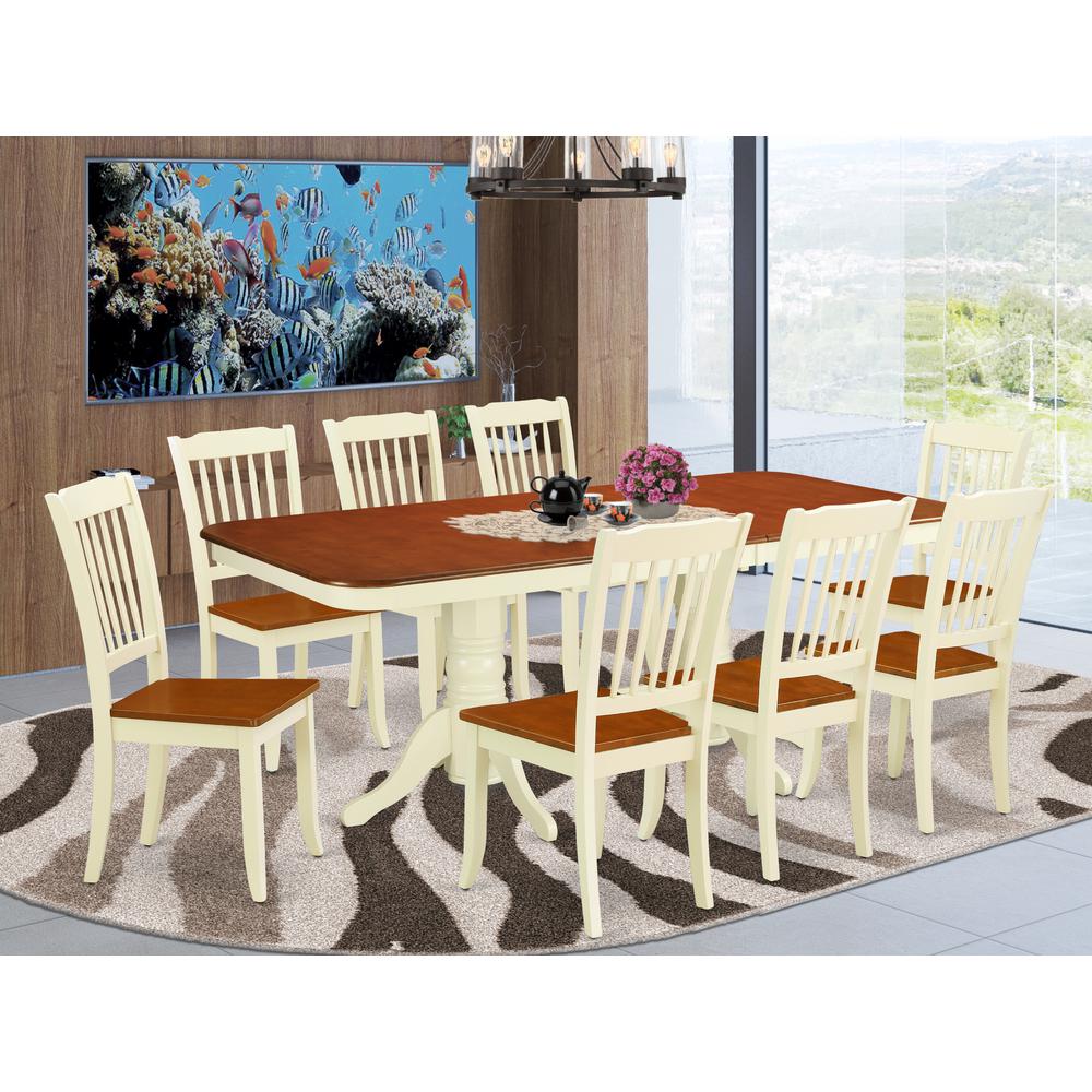 Dining Room Set Buttermilk & Cherry NADA9-BMK-W By East West Furniture | Dining Sets | Modishstore