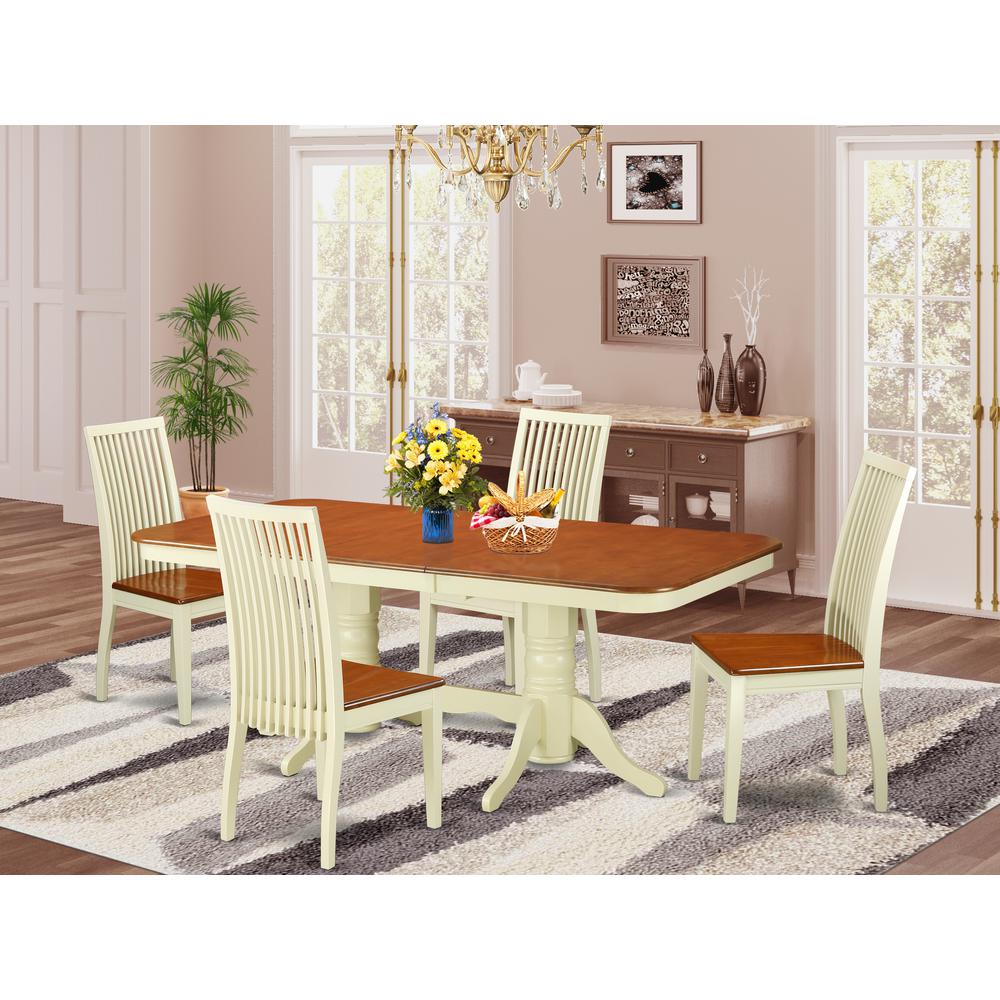 Dining Room Set Buttermilk & Cherry NAIP5-BMK-W By East West Furniture | Dining Sets | Modishstore