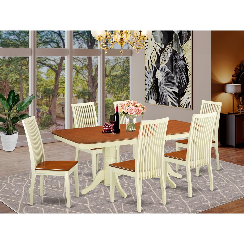 Dining Room Set Buttermilk & Cherry NAIP7-BMK-W By East West Furniture | Dining Sets | Modishstore