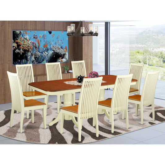 Dining Room Set Buttermilk & Cherry NAIP9-BMK-W By East West Furniture | Dining Sets | Modishstore