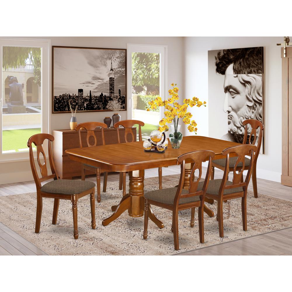 Nana7-Sbr-C 7 Pc Dining Room Set For 6-Rectangular Table With Leaf And 6 Chairs For Dining By East West Furniture | Dining Sets | Modishstore - 2