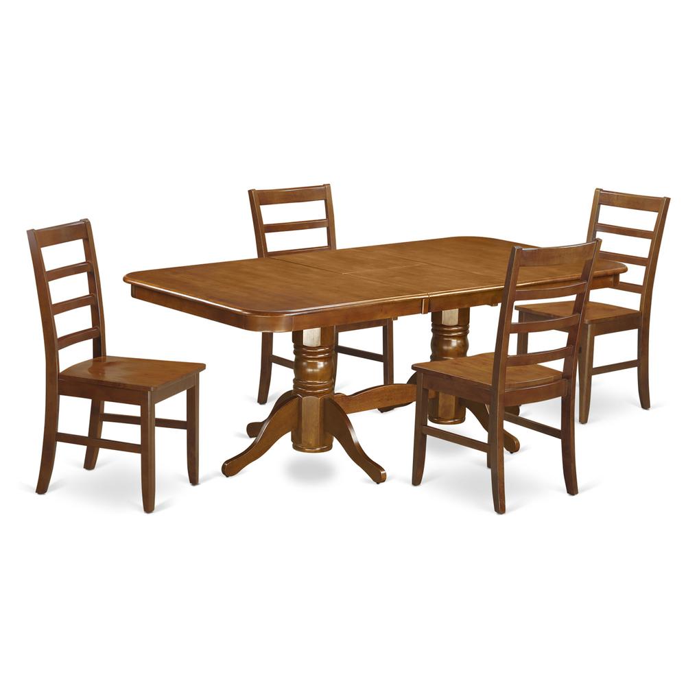 5 Pc Set Napoleon Kitchen Table Offering Leaf And 4 Wood Kitchen Chairs In Saddle Brown By East West Furniture | Dining Sets | Modishstore - 2