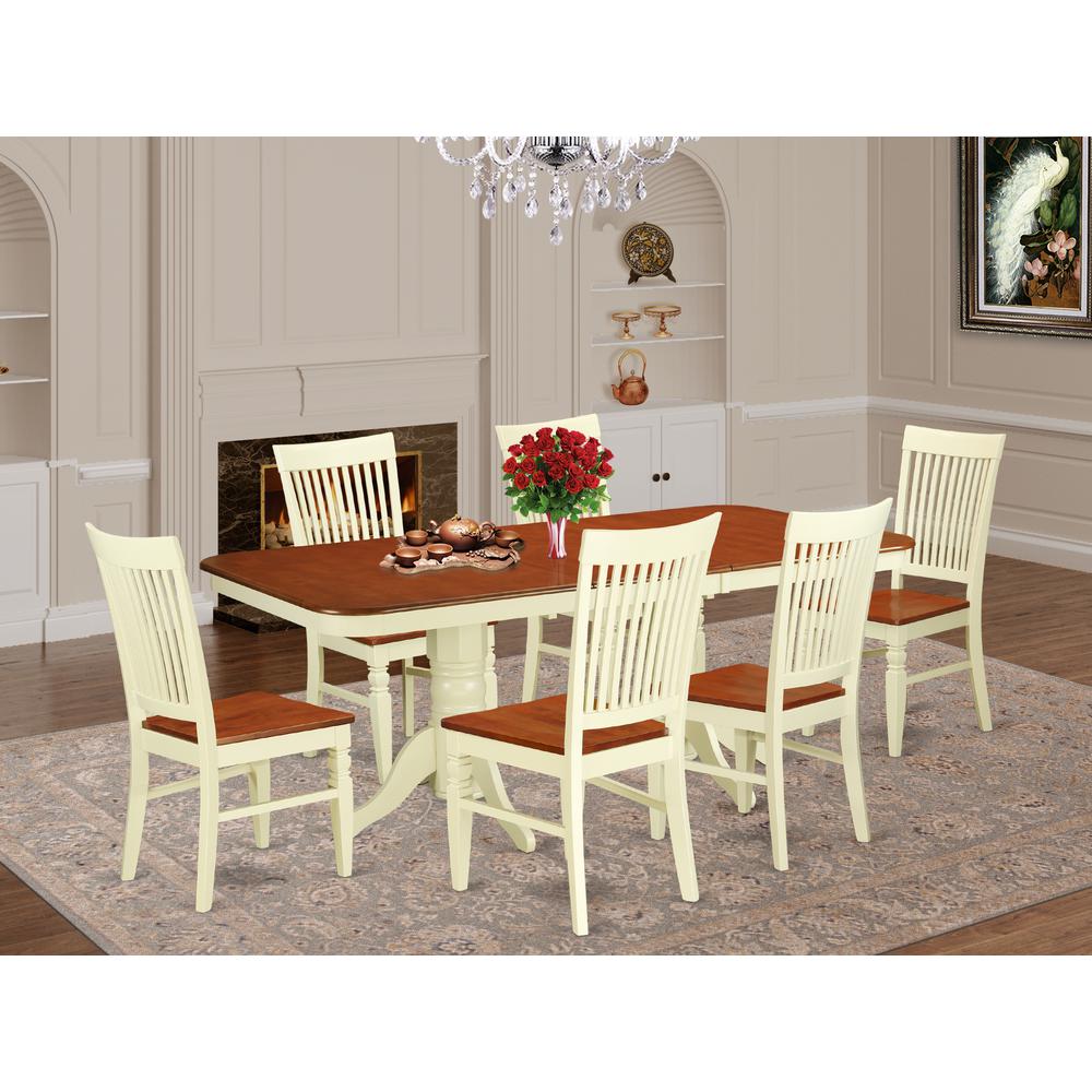 Dining Room Set Buttermilk & Cherry NAWE7-BMK-W By East West Furniture | Dining Sets | Modishstore