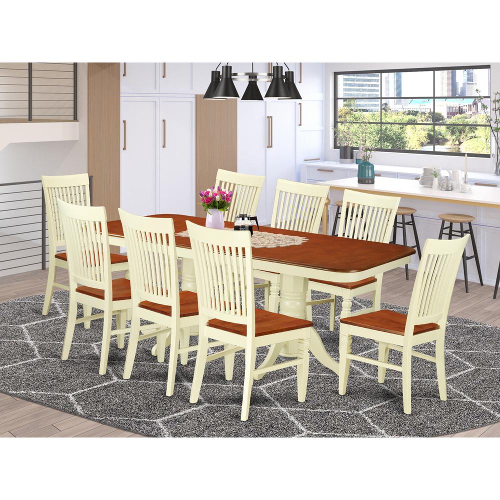 Dining Room Set Buttermilk & Cherry NAWE9-BMK-W By East West Furniture | Dining Sets | Modishstore