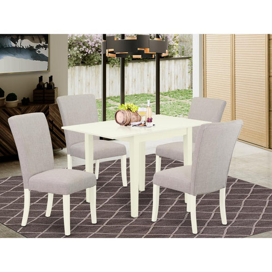 Dining Room Set Linen White NDAL5-LWH-05 By East West Furniture | Dining Sets | Modishstore