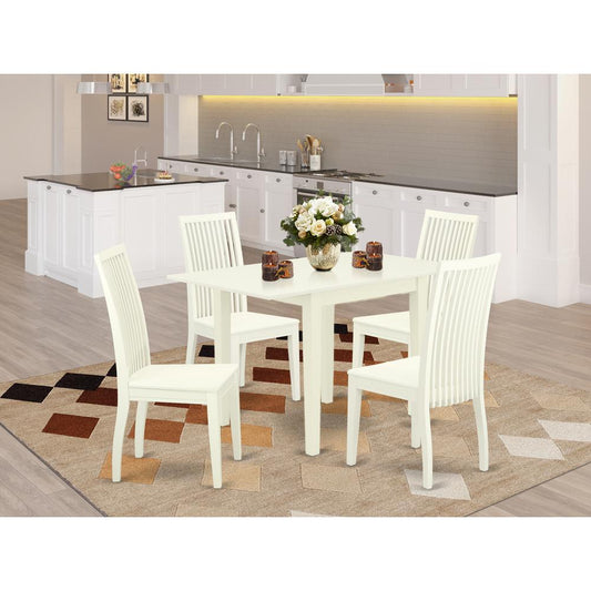 Dining Room Set Linen White NDIP5-LWH-W By East West Furniture | Dining Sets | Modishstore