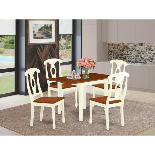 Dining Room Set Buttermilk & Cherry NDKE5 - WHI - W By East West Furniture | Dining Sets | Modishstore