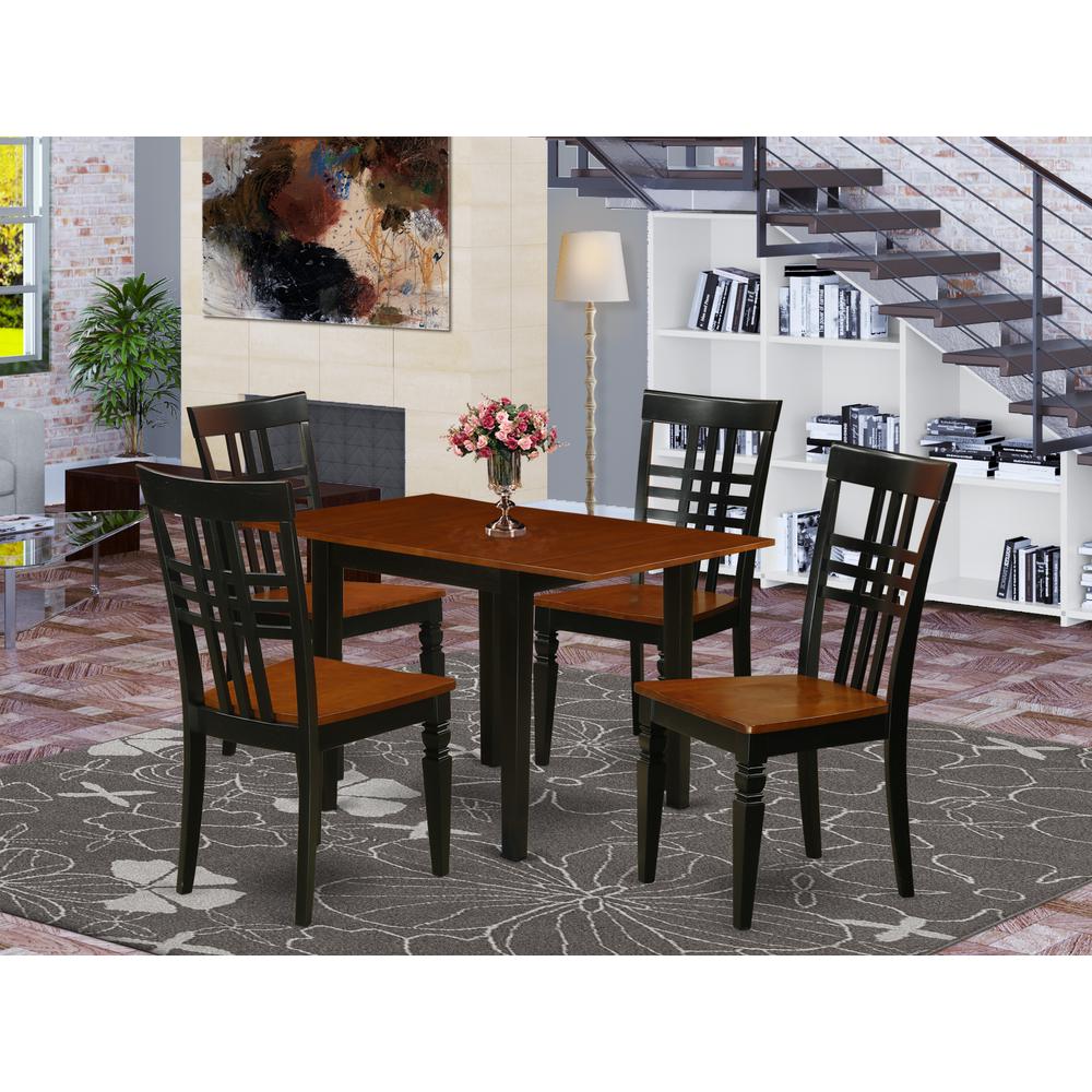 Dining Room Set Black & Cherry NDLG5-BCH-W By East West Furniture | Dining Sets | Modishstore