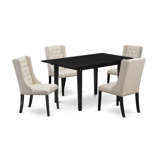 5-Pc Dinette Room Set Includes 1 Dining Table And 4 Cream Fabric Dining Chair By East West Furniture | Dining Sets | Modishstore