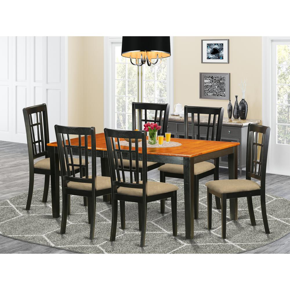 Nico7-Blk-C 7 Pc Dining Room Set-Kitchen Tables Plus 6 Kitchen Chairs By East West Furniture | Dining Sets | Modishstore - 2