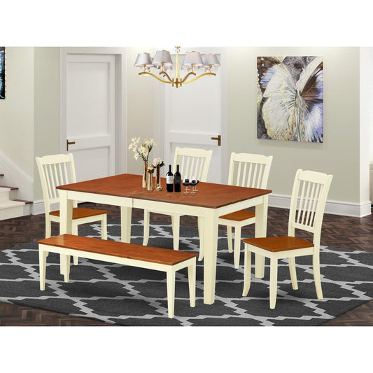 Dining Room Set Buttermilk & Cherry NIDA6-BMK-W By East West Furniture | Dining Sets | Modishstore