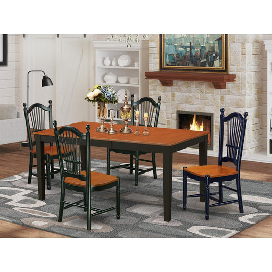 Dining Room Set Black & Cherry NIDO5-BCH-W By East West Furniture | Dining Sets | Modishstore