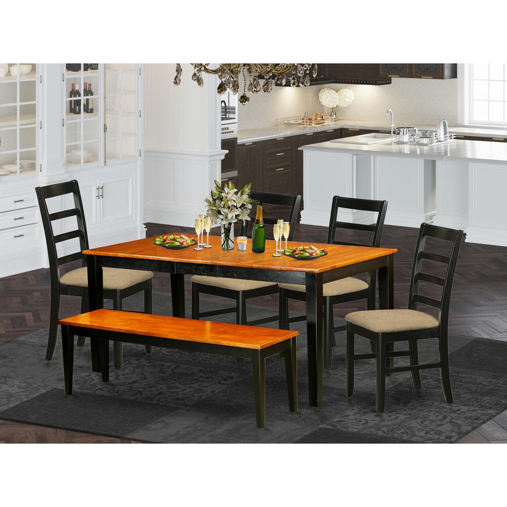 Nipf6-Bch-C 6-Pc Dining Room Set With Bench-Kitchen Tables And 4 Wood Dining Chairs Plus Bench By East West Furniture | Dining Sets | Modishstore - 2