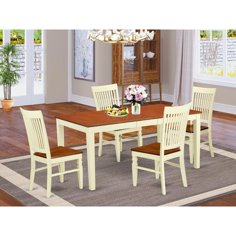 Dining Room Set Buttermilk & Cherry NIWE5-BMK-W By East West Furniture | Dining Sets | Modishstore