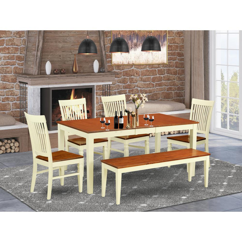 Dining Room Set Buttermilk & Cherry NIWE6-BMK-W By East West Furniture | Dining Sets | Modishstore