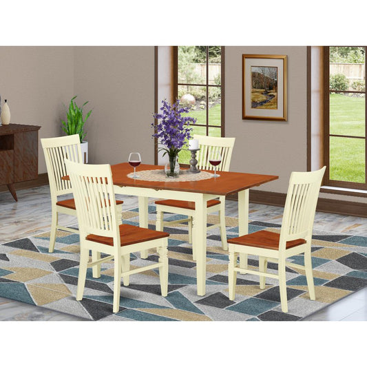 Dining Room Set Buttermilk & Cherry NOWE5-BMK-W By East West Furniture | Dining Sets | Modishstore