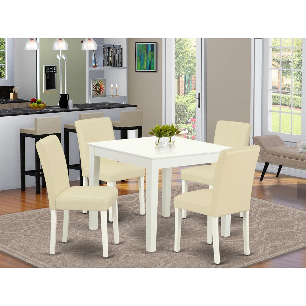 Dining Room Set Linen White OXAB5-LWH-64 By East West Furniture | Dining Sets | Modishstore