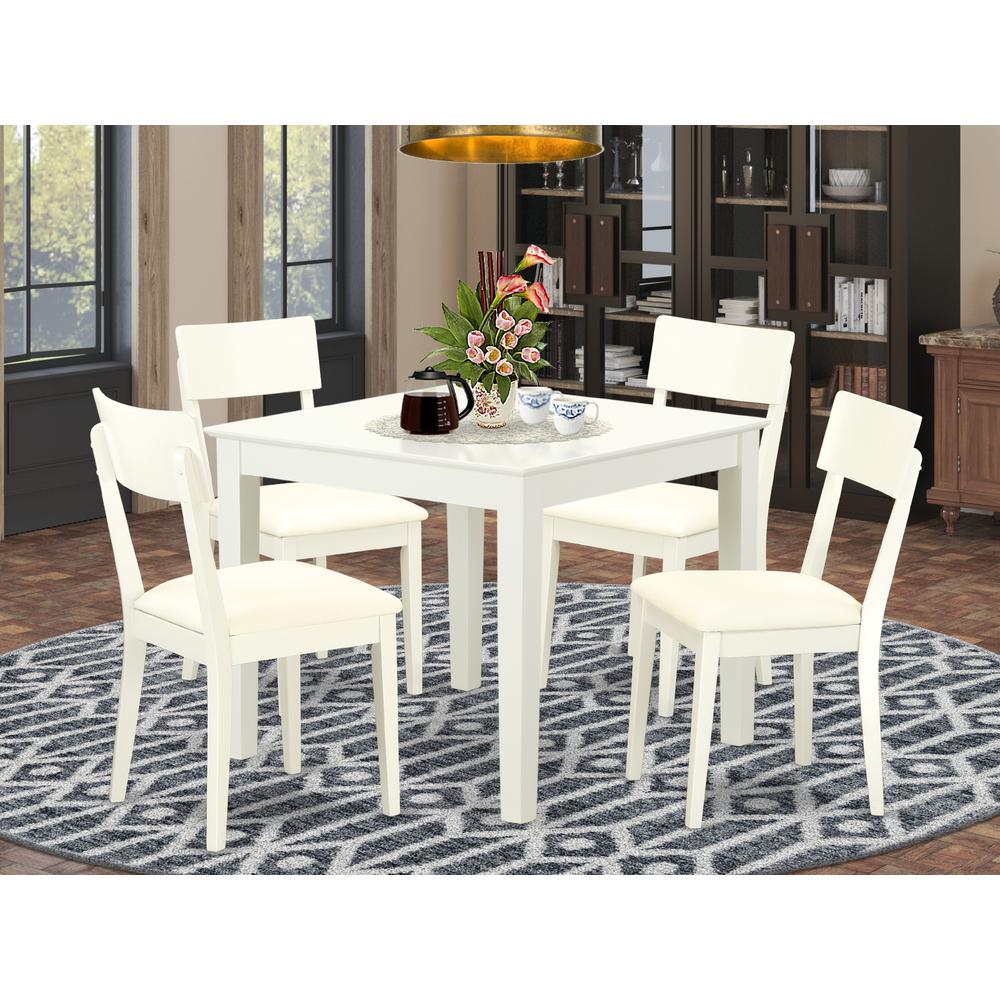 Dining Room Set Linen White OXAD5-LWH-LC By East West Furniture | Dining Sets | Modishstore