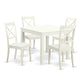 5 Pc small Kitchen Table set and 4 hard wood Dining Chairs in Linen White By East West Furniture | Dining Sets | Modishstore