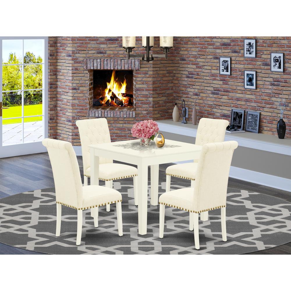 Dining Room Set Linen White OXBR5-LWH-02 By East West Furniture | Dining Sets | Modishstore