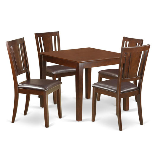 5 Pc Dinette set with a Dining Table and 4 Dining Chairs in Mahogany By East West Furniture | Dining Sets | Modishstore