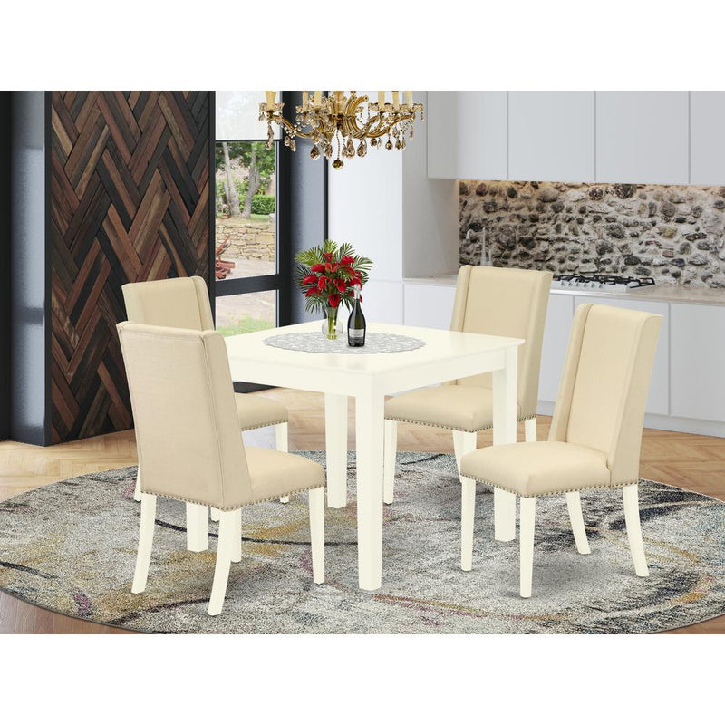 Dining Room Set Linen White OXFL5-LWH-01 By East West Furniture | Dining Sets | Modishstore