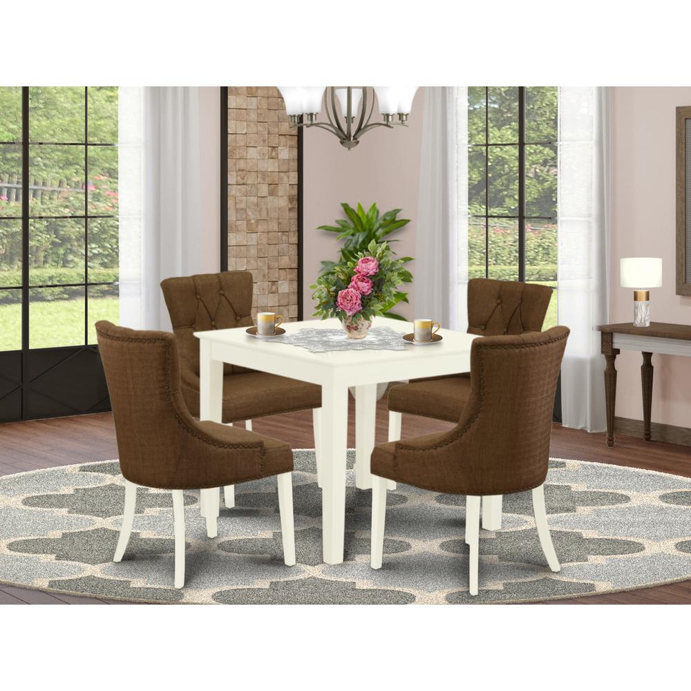 Dining Room Set Linen White OXFR5-LWH-18 By East West Furniture | Dining Sets | Modishstore