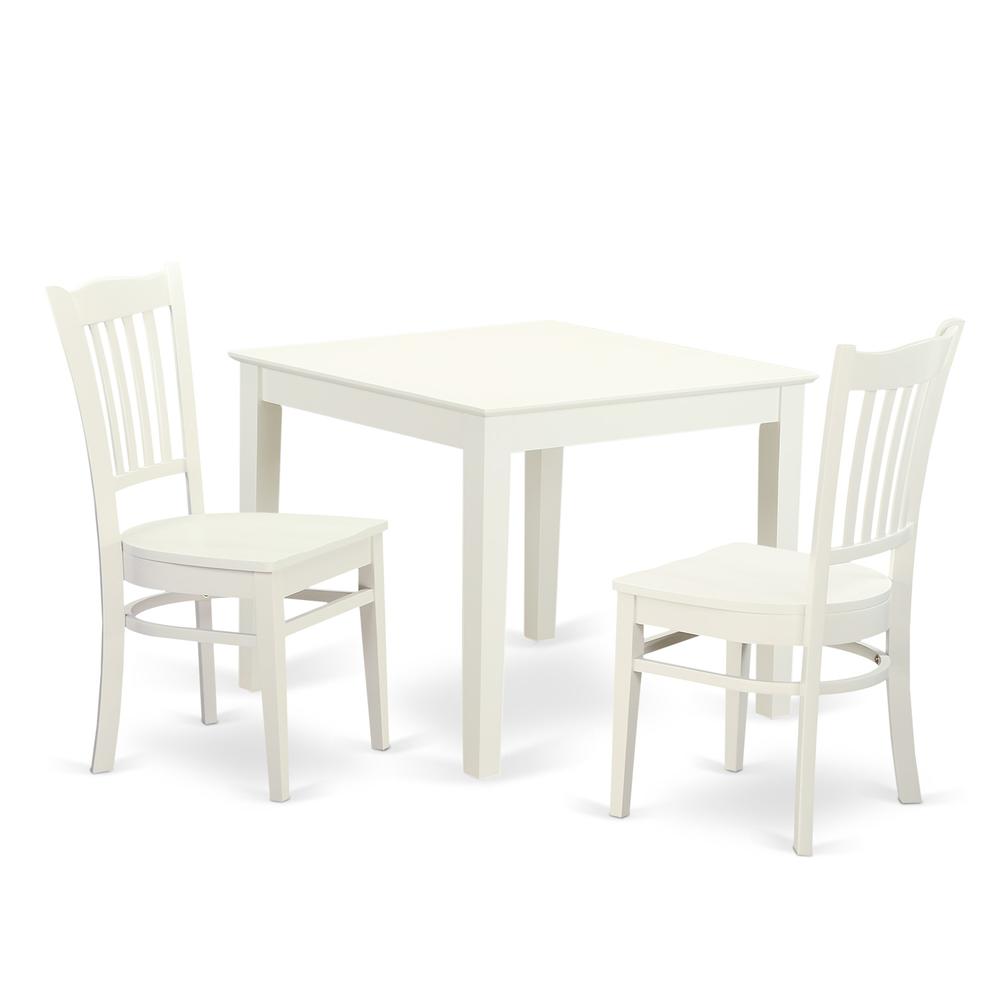 3 Pc breakfast nook Table and 2 Wood Dining room chair in Linen White By East West Furniture | Dining Sets | Modishstore