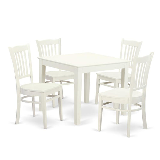 5 Pc Kitchen Table and 4 Wood Dining Chairs in Linen White By East West Furniture | Dining Sets | Modishstore
