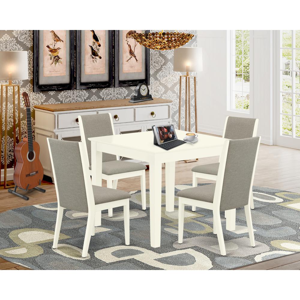 Dining Room Set Linen White OXLA5-LWH-06 By East West Furniture | Dining Sets | Modishstore