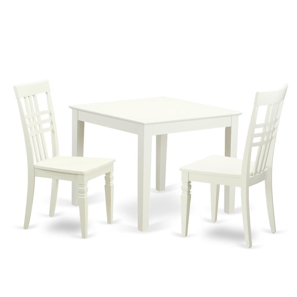 3 Pc Kitchen Table and 2 Wood Dining Chairs in Linen White By East West Furniture | Dining Sets | Modishstore