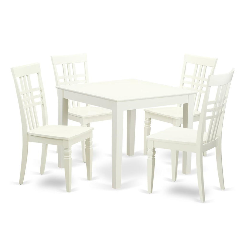 5 Pc Kitchen Dining Table and 4 Wood Chairs for Dining room in Linen White By East West Furniture | Dining Sets | Modishstore