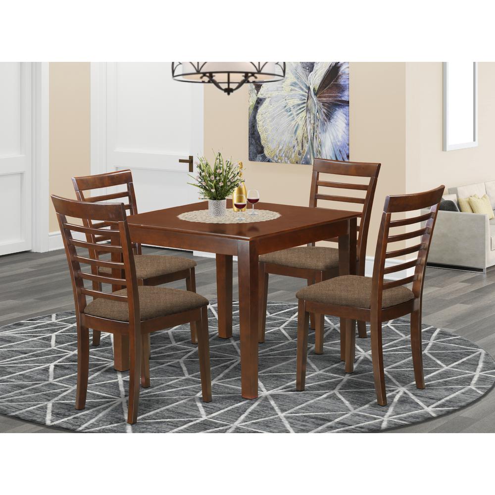 5 Pc Dinette Table set with a Dining Table and 4 Dining Chairs in Mahogany By East West Furniture | Dining Sets | Modishstore