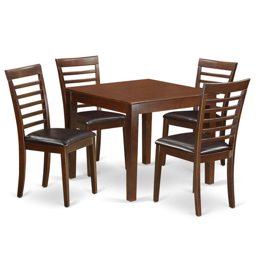 5 Pc Kitchen dinette set with a Dining Table and 4 Dining Chairs in Mahogany By East West Furniture | Dining Sets | Modishstore