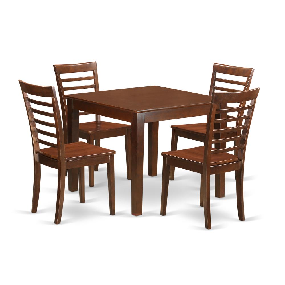 5 Pc Small Kitchen Table set with a Dining Table and 4 Kitchen Chairs in Mahogany By East West Furniture | Dining Sets | Modishstore