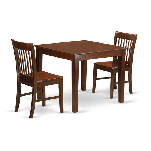 3 Pc Dinette set with a Dining Table and 2 Dining Chairs in Mahogany By East West Furniture | Dining Sets | Modishstore