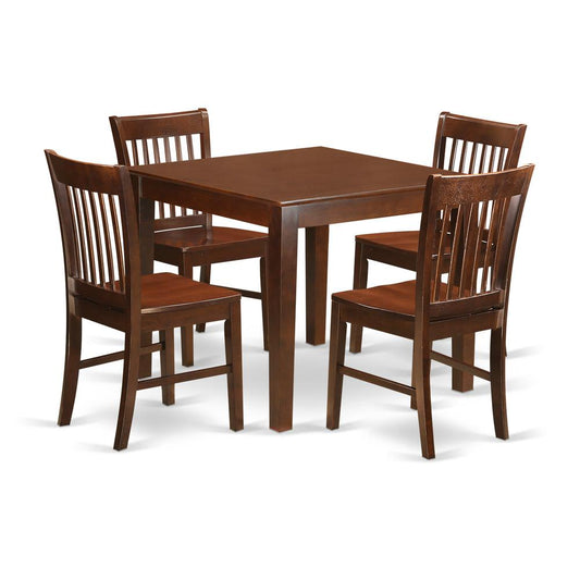 5 Pc Kitchen Table set with a Table and 4 Dining Chairs in Mahogany By East West Furniture | Dining Sets | Modishstore