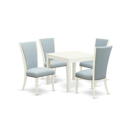 A Dining Table Set Of 4 Fantastic Dining Room Chairs With Blue Color And Dining Table By East West Furniture | Dining Sets | Modishstore