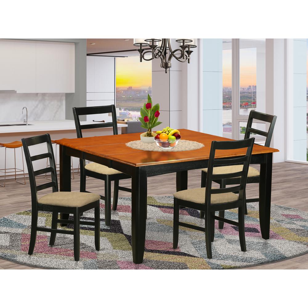 5 Pc Dining Set-Square Dining Table With Leaf And 4 Dining Chairs. By East West Furniture | Dining Sets | Modishstore - 2