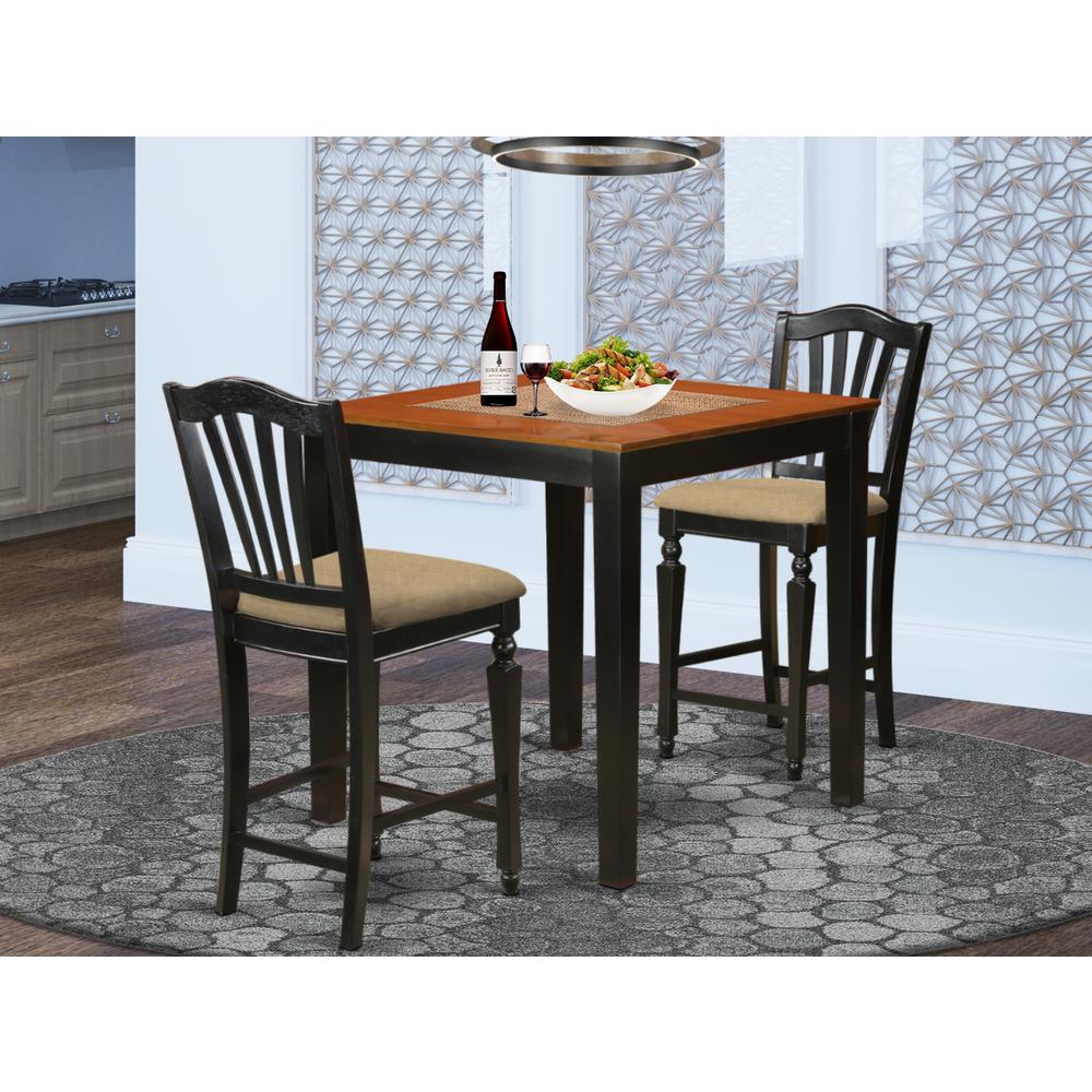 Pbch3-Blk-C 3 Pc Pub Table Set - High Top Table And 2 Kitchen Chairs. By East West Furniture | Bar Stools & Table | Modishstore - 2