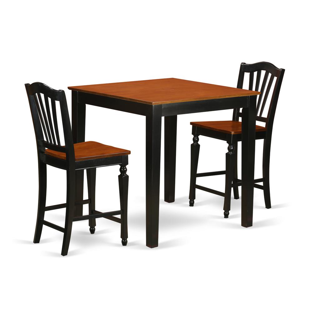 3 Pc Counter Height Dining Room Set-Pub Table And 2 Kitchen Chairs. By East West Furniture | Bar Stools & Table | Modishstore - 2