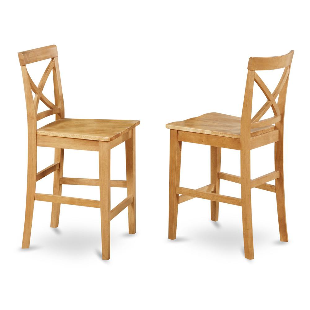 X-Back Stool With Wood Counter Seat In Oak Finish, Set Of 2 By East West Furniture | Dining Chairs | Modishstore - 2