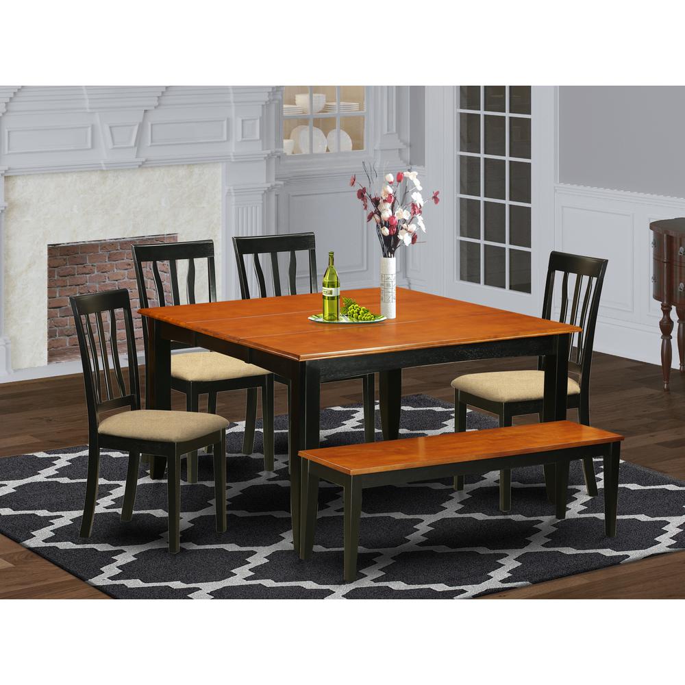 6-Pc Kitchen Table Set With Bench-Kitchen Tables And 4 Dining Chairs Plus Bench By East West Furniture | Dining Sets | Modishstore - 2